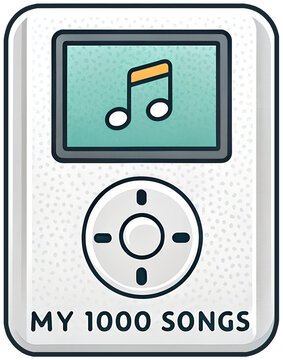 My 1000 Songs MP3 Player Retro 2000s Y2K. PNG, Tshirt Print, Sticker.