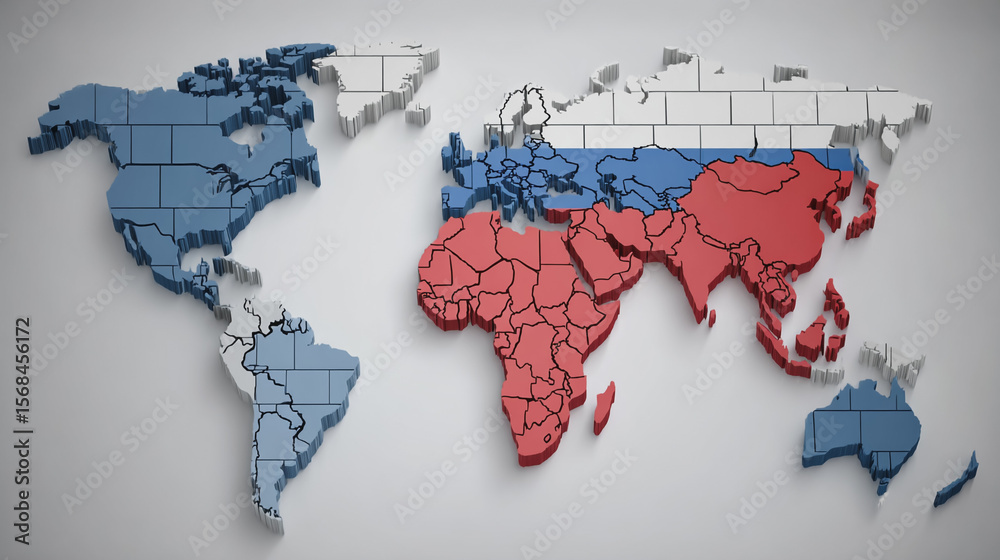 Wall mural abstract technology white background. earth network with glowing nodes and net lines business connec