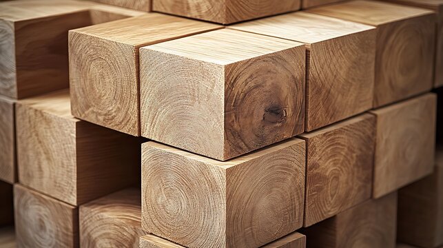 Wooden Cubes Stacked.