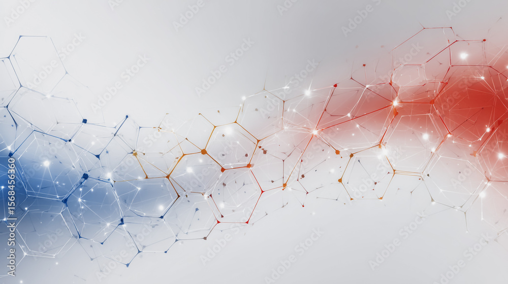 Wall mural abstract technology white background. earth network with glowing nodes and net lines business connec