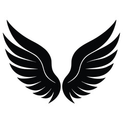 Obraz premium Black feathered wings spread open vector
