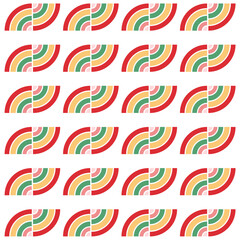 Obraz premium Modern and abstract half circle seamless pattern with bright and fun colors, suitable for digital backgrounds, textiles, packaging and other graphic design projects.