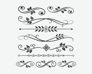 Fototapeta premium Black Decorative Dividers Set – Ornamental Line Elements Collection