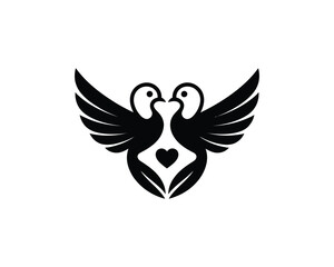 Obraz premium Minimalist Bird in Flight Logo – Black and White Geometric Vector Design