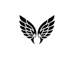 Obraz premium Symmetrical Tribal Wings Vector – Black and White Stylized Feather Design