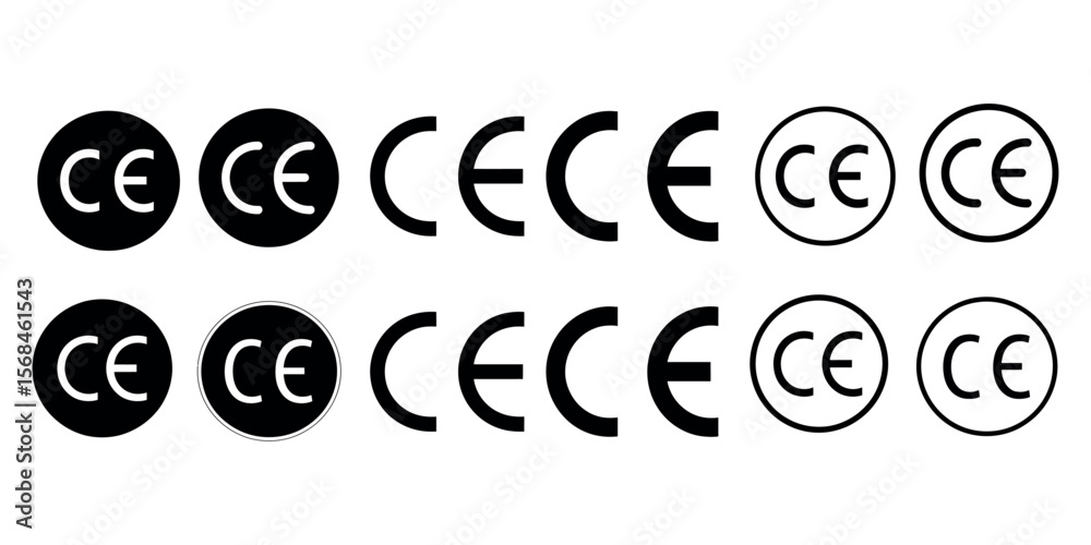 Fototapete ce mark icon in different flat style. ce marking symbol. set of ce conformity markings in various st