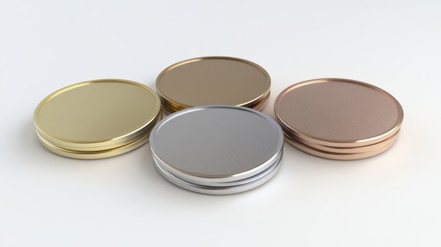 A 3D picture shows gold, silver, and bronze medals. These blank medals are for 1st, 2nd, and 3rd place. They look like buttons and are on a white background. They're empty and ready to be used.
