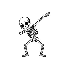 Dancing Skeleton in the Shadow: A skeletal figure strikes a dance pose, radiating a playful energy. The stark black lines and smooth form convey an eerie yet captivating persona.