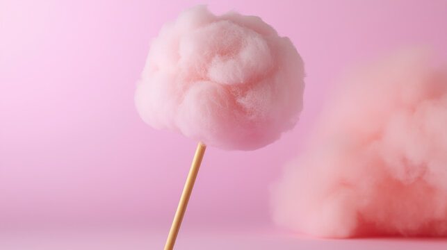 cotton candy on stick in vibrant pastel setting