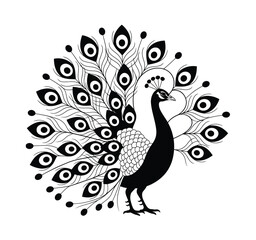 Fototapeta premium Artistic Black Peacock Design with Symmetrical Feather Patterns