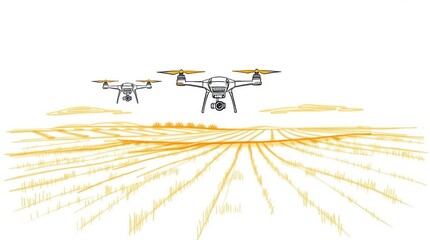 Drones Farming Field Sketch.