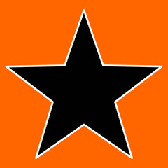 Black star white outline golden orange background icon	