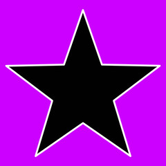 Obraz premium Black star white outline neon purple background icon