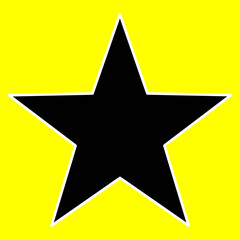 black star white outline neon yellow background icon	