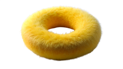Fluffy Yellow Donut Shape on Transparent Background