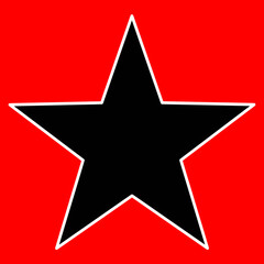 Fototapeta premium Black star white outline red background icon