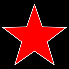 red star white outline black background icon