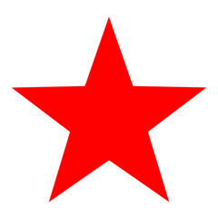 Red  star white outline background icon	