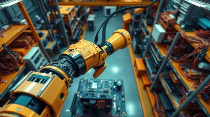 Robotics lab shows yellow arm testing