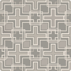 Sophisticated seamless vector pattern with overlapping squares and crosses design  
