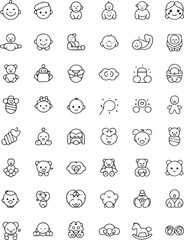 "Baby Care Line Icons Collection – Minimal Infant & Toddler Essentials in Thin Stroke Style for Parenting, Newborn, and Childcare Themes"

