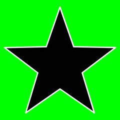 Black star white outline neon green background icon	