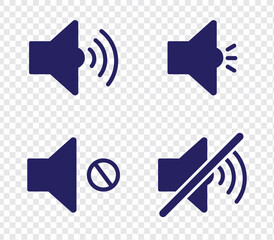 Set of speaker icon collection. volume icon vector. loudspeaker symbol. Mute and unmute volume sound flat vector icons for video apps and websites
