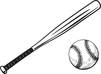 Baseball bat and ball vector illustration sports equipment clip art png