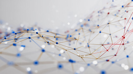 Abstract colorful business connection of lines from nodes It is connected to endless nodes and represents the innovation of communication in the network with black background