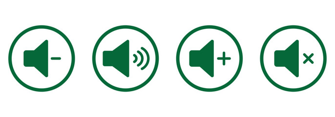 Sound off and sound on vector icons. Sound speaker icon in black outline. broadcasting