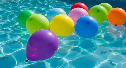 colorful balloons in the pool