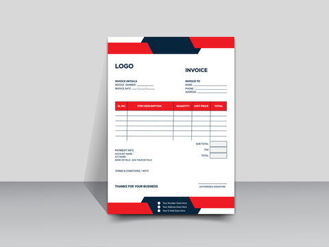 Creative, modern, unique, clean, and professional corporate company business letterhead and invoice template design with color. - Powered by Adobe