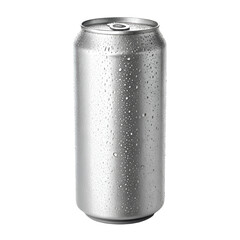 Aluminum drink soda can isolated on transparent background with metallic finish and cold beverage detail
