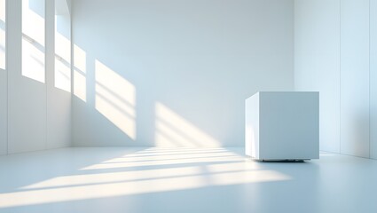 Obraz premium White room interior design minimalist architecture cube sunlight window modern space