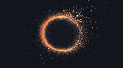 Naklejka premium A burst of particles forms a circle. It looks like an explosion or a digital eye. Imagine a sound wave visualized as music. Vector image. 