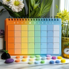 calendar balanced activities and rest icons managing time and avoiding burnout infographic self care planner style digital art
