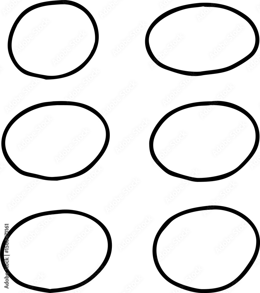 Poster black oval outlines on transparent background a set of simple shapes for highlighting and emphasizin