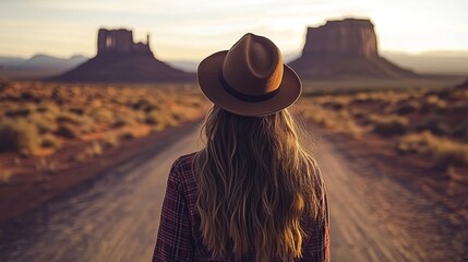 A nice picture shows a road going through Monument Valley.
