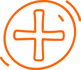 A Vibrant Orange Plus Sign Icon Encapsulated in a Circle, Symbolizing Addition and Positivity, Set Against a Transparent Backdrop for Versatile Design Integration