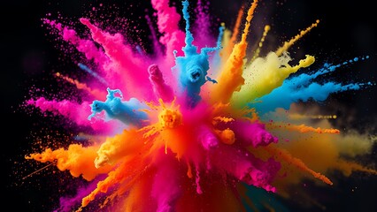Vibrant Powder Explosion Abstract Close-Up