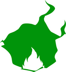 Abstract Green Blob with Jagged Edges on Transparent Backdrop A Unique Organic Shape for Modern Design Projects and Creative Visual Compositions