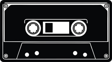 Obraz premium retro cassette tape silhouette vector