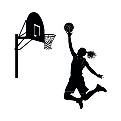 Obraz premium Basketball Player Dunking Silhouette for Sports Design