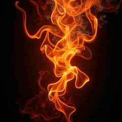 dynamic flame movement abstract art dark background vibrant contrast smooth flowing fire energy, shape, line, color, glow, light, texture, smoke, heat