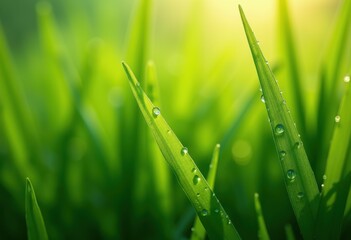 Fototapeta premium vivid close green grass blades nature detail texture freshness vibrant surprise macro, plant, vegetation, micro, textures, vibrancy, field, spring, alive