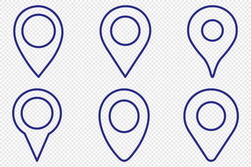 Location pin icon Set. Set of map pin icons. Design can use for web and mobile app. Maps pin. Location map line icon. Vector outline illustration. 
