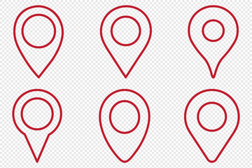 Location pin icon Set. Set of map pin icons. Design can use for web and mobile app. Maps pin. Location map line icon. Vector outline illustration. 