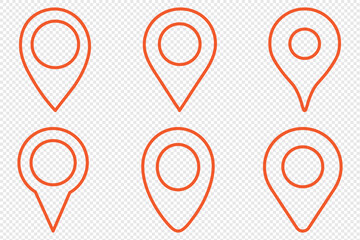 Location pin icon Set. Set of map pin icons. Design can use for web and mobile app. Maps pin. Location map line icon. Vector outline illustration. 