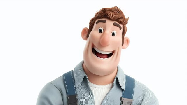 Cheerful Cartoon Plumber: Smiling, Confident, Ready for Work!