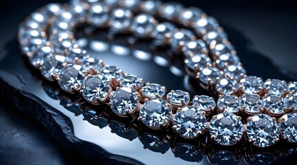 Tennis Necklace Cascade: Diamond River on Onyx